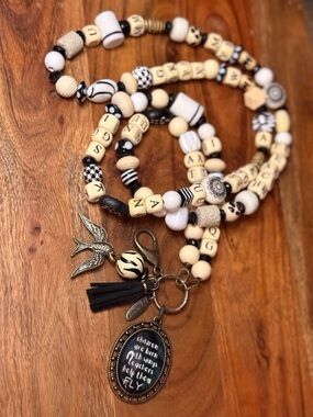 Beaded Inspirational Lanyard with Charms, for TEACHERS.